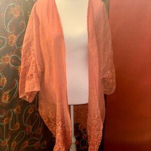 Coral Lace Kimono Cardigan